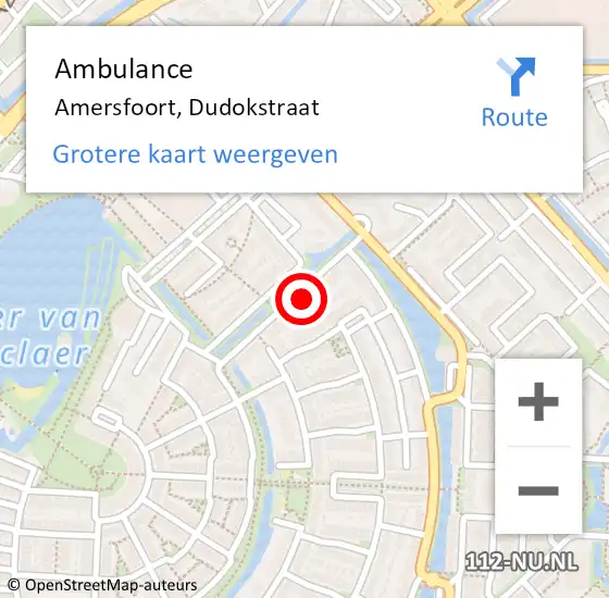 Locatie op kaart van de 112 melding: Ambulance Amersfoort, Dudokstraat op 25 december 2016 02:03