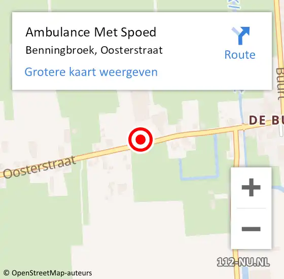 Locatie op kaart van de 112 melding: Ambulance Met Spoed Naar Benningbroek, Oosterstraat op 25 december 2016 04:26