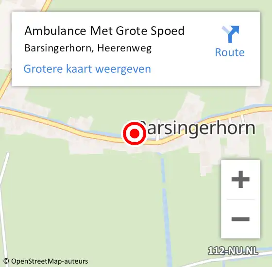 Locatie op kaart van de 112 melding: Ambulance Met Grote Spoed Naar Barsingerhorn, Heerenweg op 25 december 2016 05:11