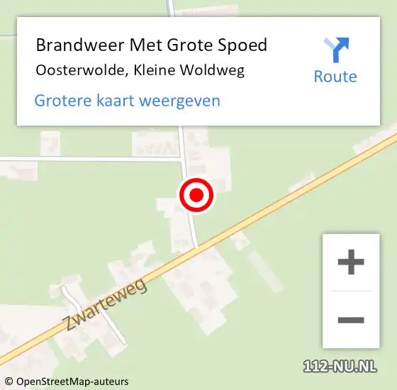 Locatie op kaart van de 112 melding: Brandweer Met Grote Spoed Naar Oosterwolde, Kleine Woldweg op 25 december 2016 06:01