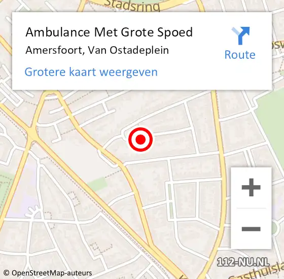 Locatie op kaart van de 112 melding: Ambulance Met Grote Spoed Naar Amersfoort, Van Ostadeplein op 5 januari 2014 18:42