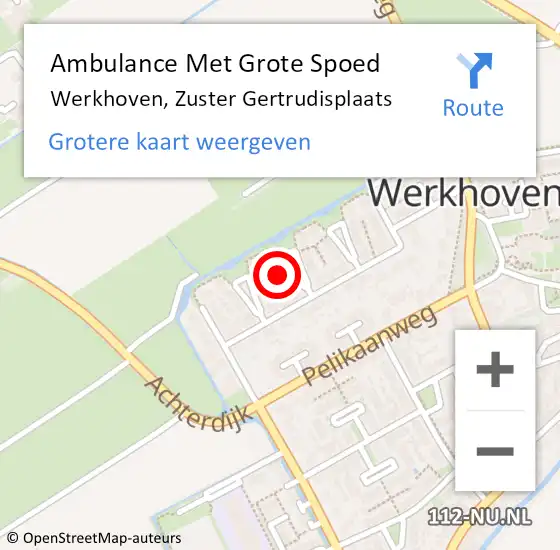 Locatie op kaart van de 112 melding: Ambulance Met Grote Spoed Naar Werkhoven, Zuster Gertrudisplaats op 25 december 2016 06:42