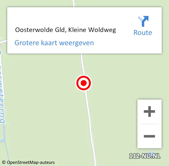 Locatie op kaart van de 112 melding:  Oosterwolde Gld, Kleine Woldweg op 25 december 2016 07:51