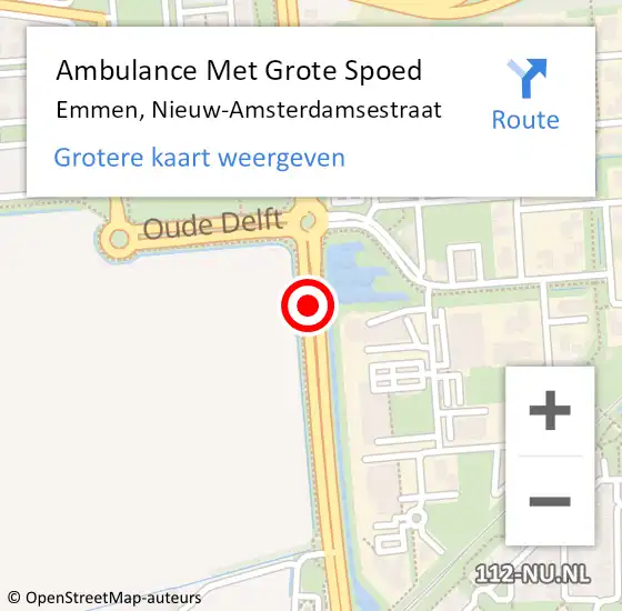 Locatie op kaart van de 112 melding: Ambulance Met Grote Spoed Naar Emmen, Nieuw-Amsterdamsestraat op 5 januari 2014 18:49