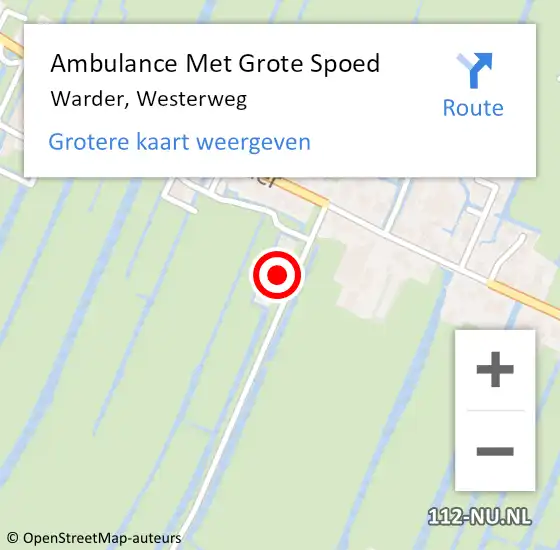 Locatie op kaart van de 112 melding: Ambulance Met Grote Spoed Naar Warder, Westerweg op 25 december 2016 08:33