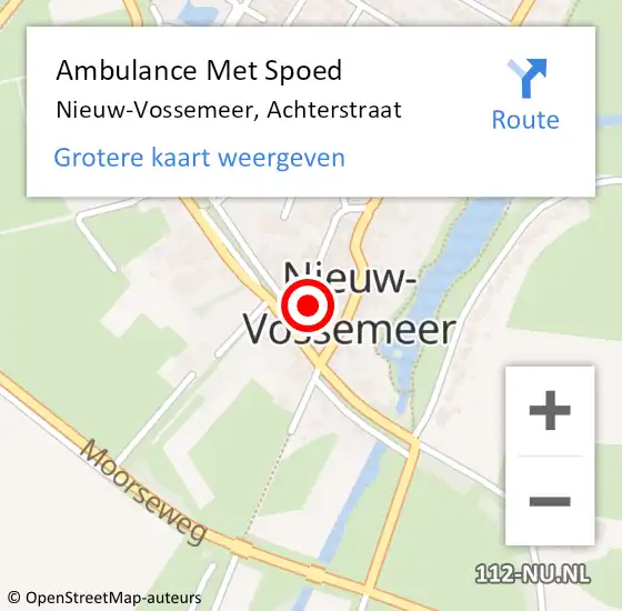 Locatie op kaart van de 112 melding: Ambulance Met Spoed Naar Nieuw-Vossemeer, Achterstraat op 25 december 2016 09:32