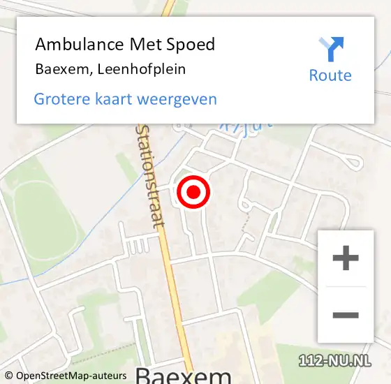 Locatie op kaart van de 112 melding: Ambulance Met Spoed Naar Baexem, Leenhofplein op 25 december 2016 09:41