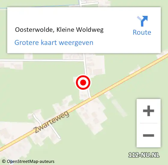 Locatie op kaart van de 112 melding:  Oosterwolde, Kleine Woldweg op 25 december 2016 09:52