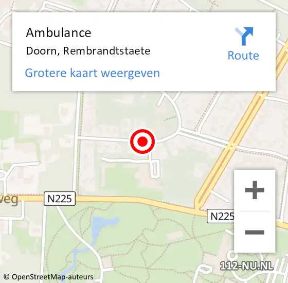 Locatie op kaart van de 112 melding: Ambulance Doorn, Rembrandtstaete op 25 december 2016 10:20