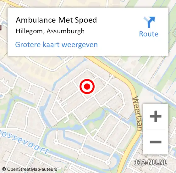 Locatie op kaart van de 112 melding: Ambulance Met Spoed Naar Hillegom, Assumburgh op 25 december 2016 10:32