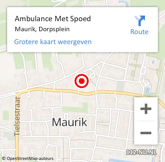 Locatie op kaart van de 112 melding: Ambulance Met Spoed Naar Maurik, Dorpsplein op 25 december 2016 10:38