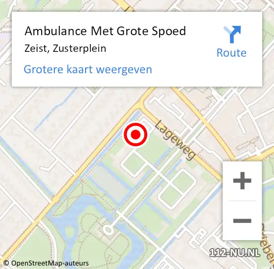 Locatie op kaart van de 112 melding: Ambulance Met Grote Spoed Naar Zeist, Zusterplein op 25 december 2016 11:13