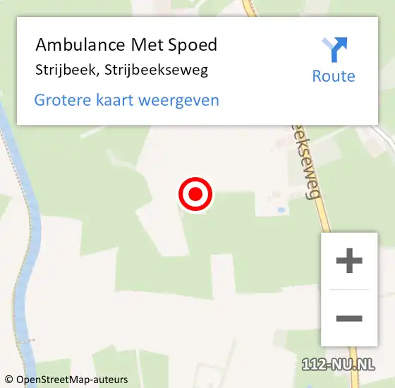 Locatie op kaart van de 112 melding: Ambulance Met Spoed Naar Strijbeek, Strijbeekseweg op 25 december 2016 11:18