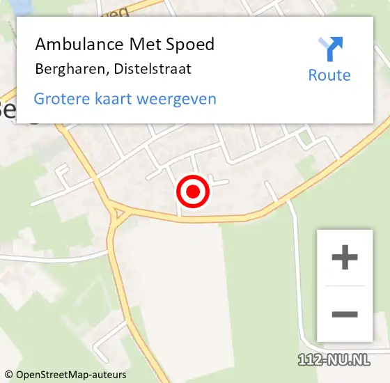 Locatie op kaart van de 112 melding: Ambulance Met Spoed Naar Bergharen, Distelstraat op 25 december 2016 11:29