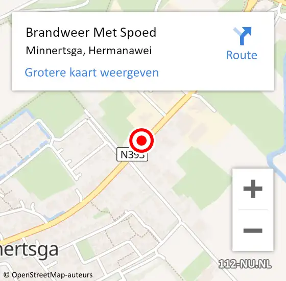 Locatie op kaart van de 112 melding: Brandweer Met Spoed Naar Minnertsga, Hermanawei op 5 januari 2014 19:14