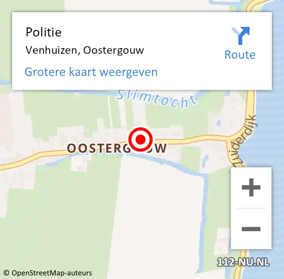 Locatie op kaart van de 112 melding: Politie Venhuizen, Oostergouw op 25 december 2016 12:02