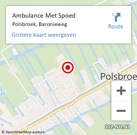 Locatie op kaart van de 112 melding: Ambulance Met Spoed Naar Polsbroek, Baronieweg op 25 december 2016 12:13