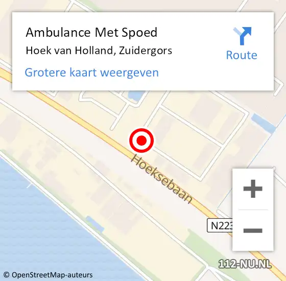 Locatie op kaart van de 112 melding: Ambulance Met Spoed Naar Hoek van Holland, Zuidergors op 25 december 2016 12:29