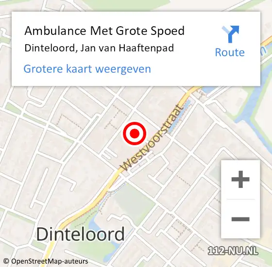 Locatie op kaart van de 112 melding: Ambulance Met Grote Spoed Naar Dinteloord, Jan van Haaftenpad op 25 december 2016 12:51
