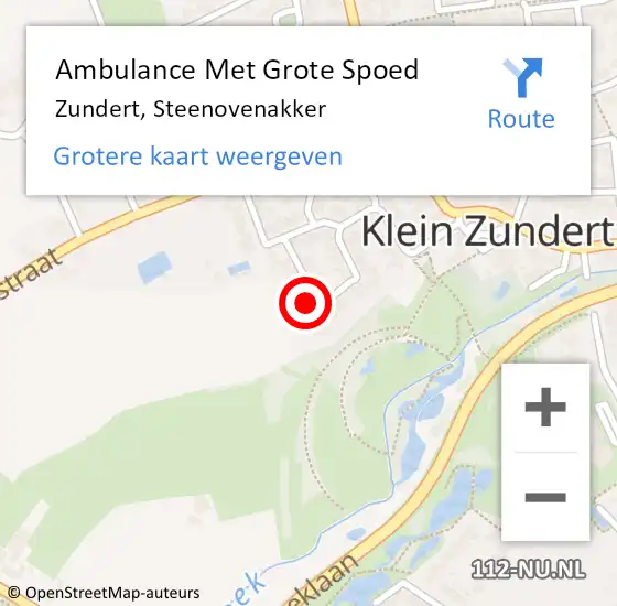 Locatie op kaart van de 112 melding: Ambulance Met Grote Spoed Naar Zundert, Steenovenakker op 25 december 2016 13:04