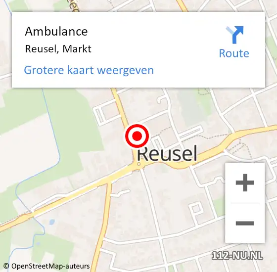 Locatie op kaart van de 112 melding: Ambulance Reusel, Markt op 25 december 2016 13:04