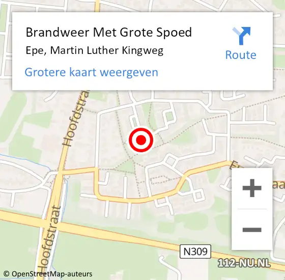 Locatie op kaart van de 112 melding: Brandweer Met Grote Spoed Naar Epe, Martin Luther Kingweg op 25 december 2016 13:06