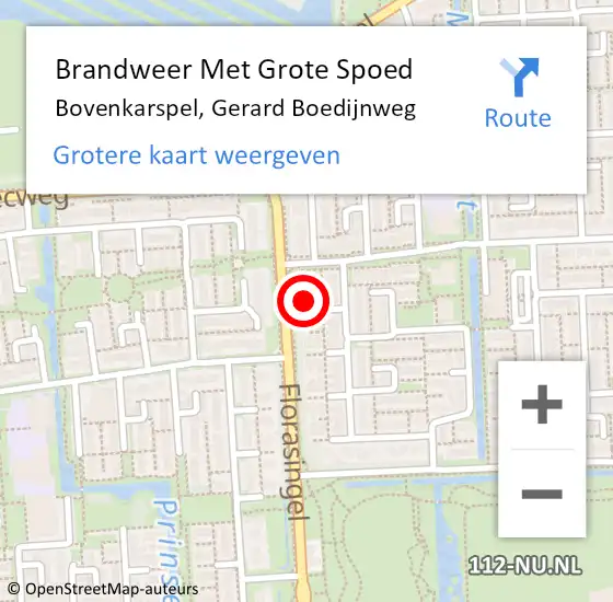 Locatie op kaart van de 112 melding: Brandweer Met Grote Spoed Naar Bovenkarspel, Gerard Boedijnweg op 25 december 2016 13:24