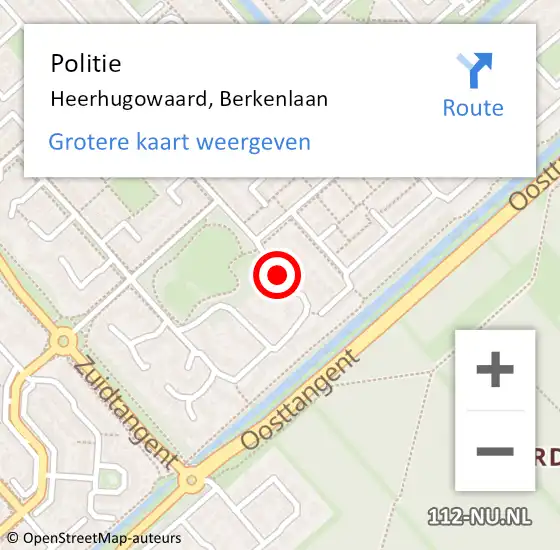 Locatie op kaart van de 112 melding: Politie Heerhugowaard, Berkenlaan op 25 december 2016 15:09