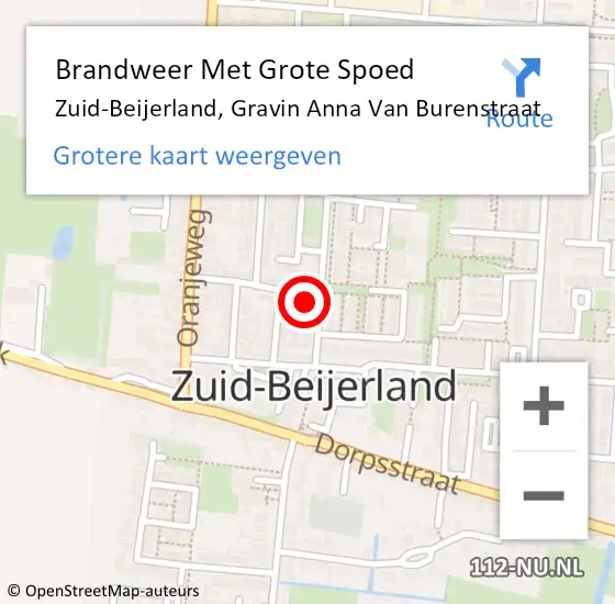 Locatie op kaart van de 112 melding: Brandweer Met Grote Spoed Naar Zuid-Beijerland, Gravin Anna Van Burenstraat op 25 december 2016 15:38