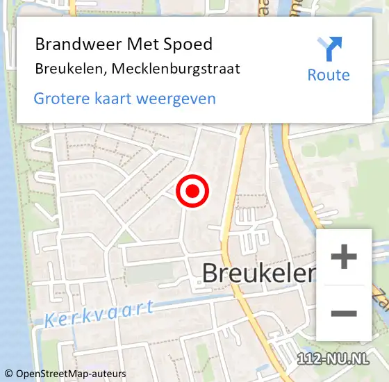 Locatie op kaart van de 112 melding: Brandweer Met Spoed Naar Breukelen, Mecklenburgstraat op 25 december 2016 15:53