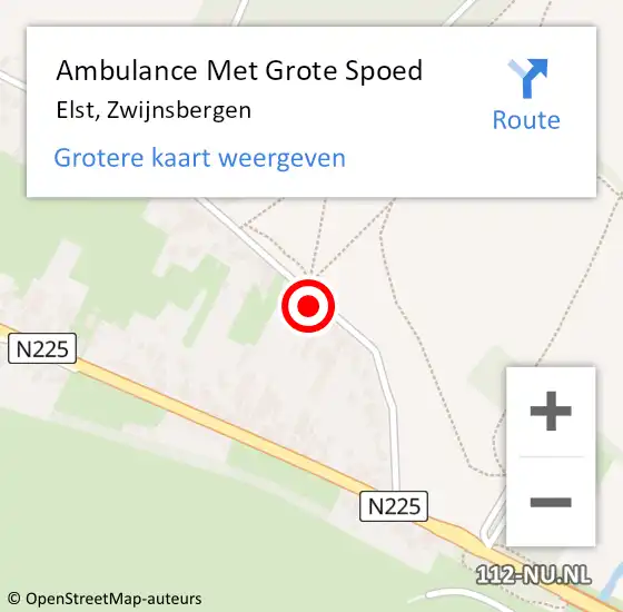 Locatie op kaart van de 112 melding: Ambulance Met Grote Spoed Naar Elst, Zwijnsbergen op 25 december 2016 18:15