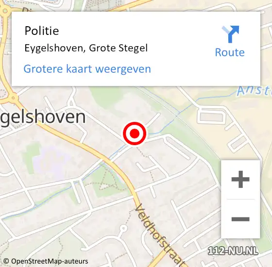 Locatie op kaart van de 112 melding: Politie Eygelshoven, Grote Stegel op 25 december 2016 18:59