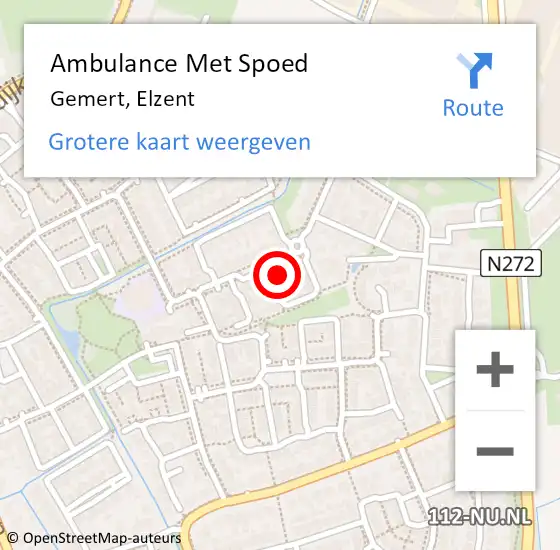 Locatie op kaart van de 112 melding: Ambulance Met Spoed Naar Gemert, Elzent op 25 december 2016 19:16