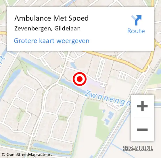 Locatie op kaart van de 112 melding: Ambulance Met Spoed Naar Zevenbergen, Gildelaan op 25 december 2016 19:42