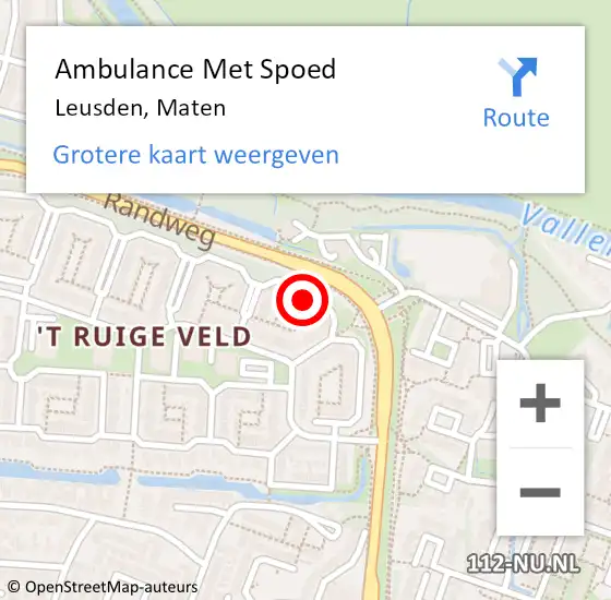 Locatie op kaart van de 112 melding: Ambulance Met Spoed Naar Leusden, Maten op 25 december 2016 19:43