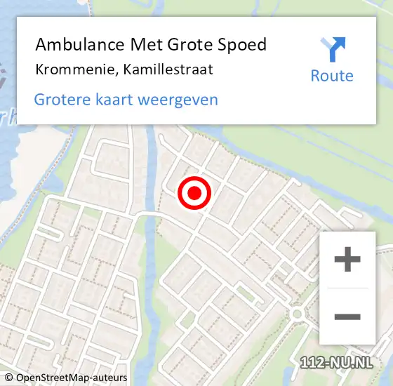 Locatie op kaart van de 112 melding: Ambulance Met Grote Spoed Naar Krommenie, Kamillestraat op 25 december 2016 19:45