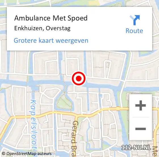 Locatie op kaart van de 112 melding: Ambulance Met Spoed Naar Enkhuizen, Overstag op 25 december 2016 20:14