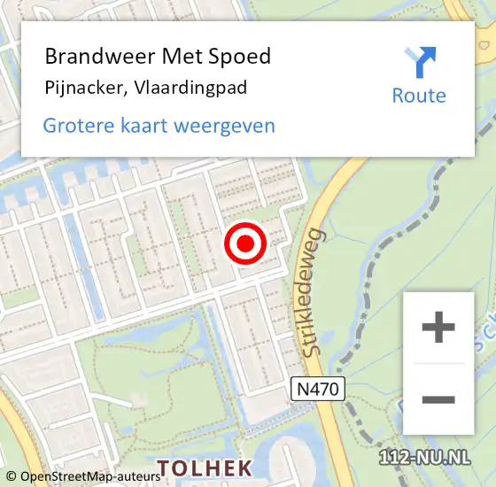 Locatie op kaart van de 112 melding: Brandweer Met Spoed Naar Pijnacker, Vlaardingpad op 25 december 2016 20:53