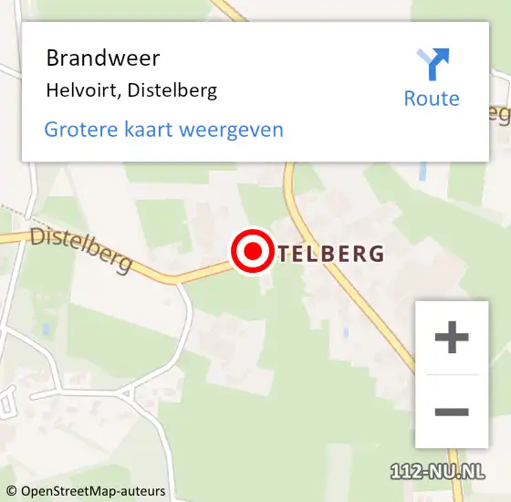 Locatie op kaart van de 112 melding: Brandweer Helvoirt, Distelberg op 25 december 2016 21:11