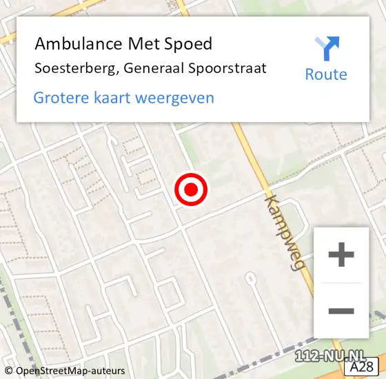 Locatie op kaart van de 112 melding: Ambulance Met Spoed Naar Soesterberg, Generaal Spoorstraat op 25 december 2016 22:33