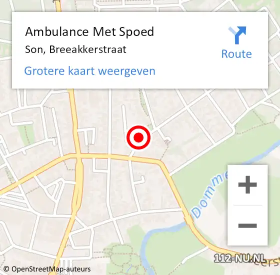 Locatie op kaart van de 112 melding: Ambulance Met Spoed Naar Son, Breeakkerstraat op 25 december 2016 22:38