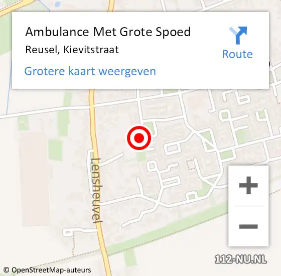 Locatie op kaart van de 112 melding: Ambulance Met Grote Spoed Naar Reusel, Kievitstraat op 25 december 2016 22:45