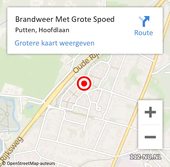 Locatie op kaart van de 112 melding: Brandweer Met Grote Spoed Naar Putten, Hoofdlaan op 25 december 2016 22:59