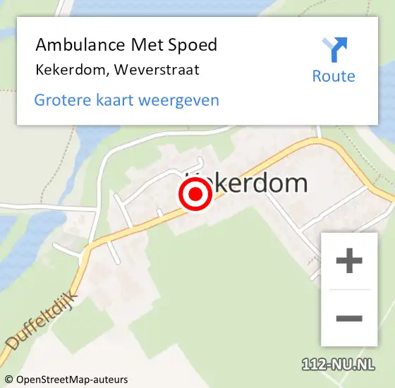 Locatie op kaart van de 112 melding: Ambulance Met Spoed Naar Kekerdom, Weverstraat op 25 december 2016 23:05