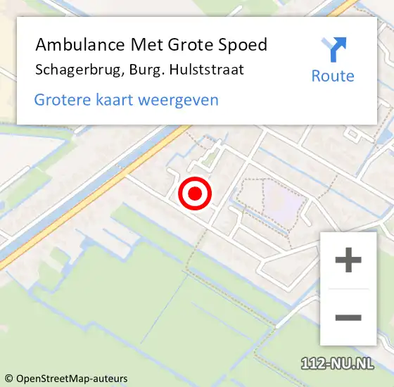 Locatie op kaart van de 112 melding: Ambulance Met Grote Spoed Naar Schagerbrug, Burg. Hulststraat op 25 december 2016 23:09