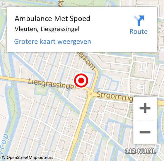 Locatie op kaart van de 112 melding: Ambulance Met Spoed Naar Vleuten, Liesgrassingel op 25 december 2016 23:57