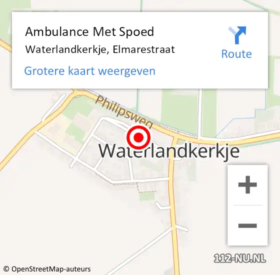 Locatie op kaart van de 112 melding: Ambulance Met Spoed Naar Waterlandkerkje, Elmarestraat op 26 december 2016 00:12