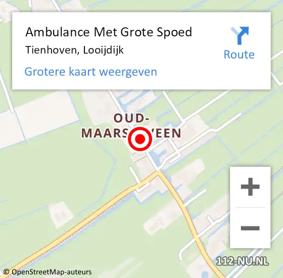 Locatie op kaart van de 112 melding: Ambulance Met Grote Spoed Naar Tienhoven, Looijdijk op 26 december 2016 00:16