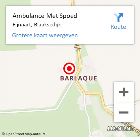 Locatie op kaart van de 112 melding: Ambulance Met Spoed Naar Fijnaart, Blaaksedijk op 26 december 2016 00:19