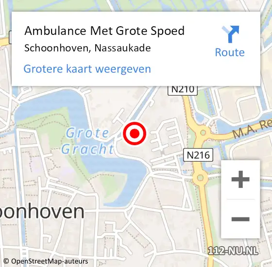 Locatie op kaart van de 112 melding: Ambulance Met Grote Spoed Naar Schoonhoven, Nassaukade op 26 december 2016 00:43